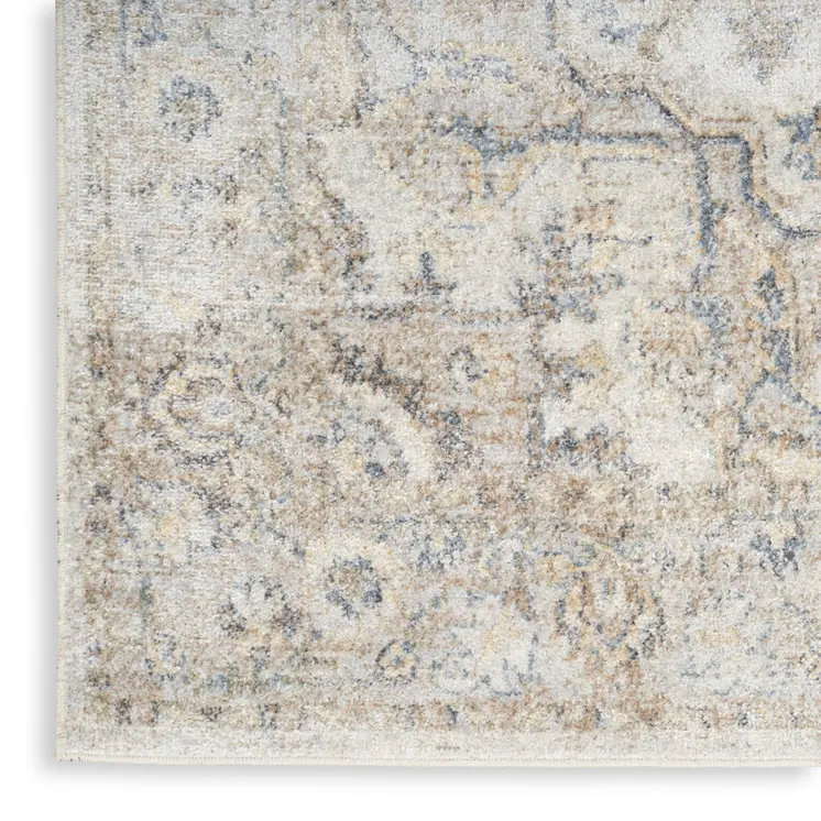 8' X 10' Silver Oriental Power Loom Washable Area Rug