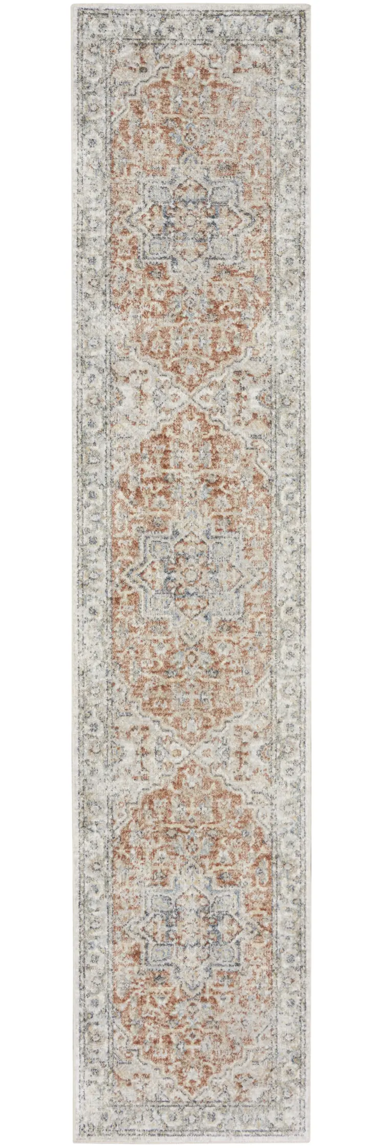 12' Gold And Ivory Oriental Washable Runner Rug