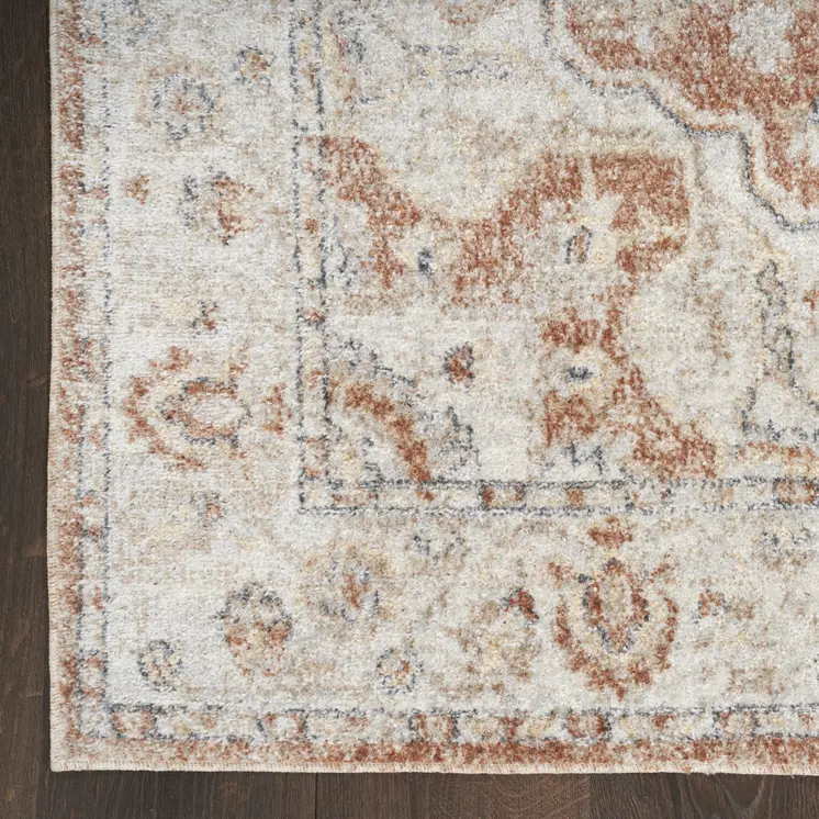 12' Gold And Ivory Oriental Washable Runner Rug
