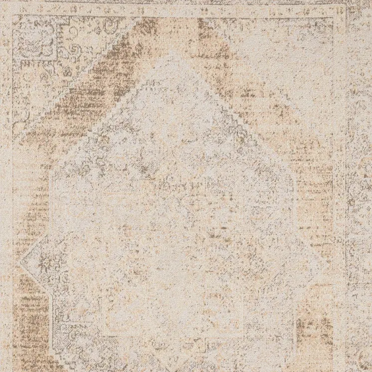 8' X 10' Beige Oriental Power Loom Washable Area Rug