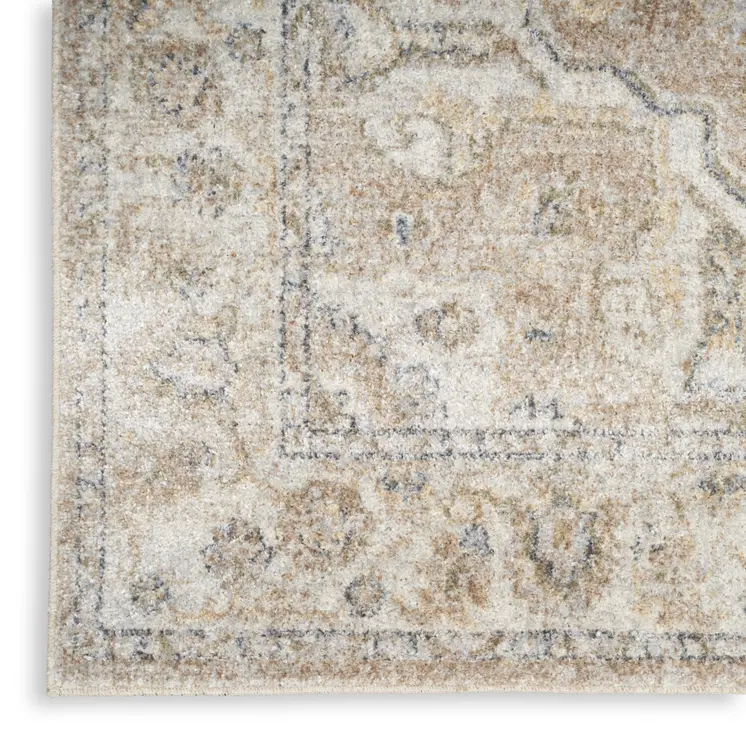 8' X 10' Beige Oriental Power Loom Washable Area Rug