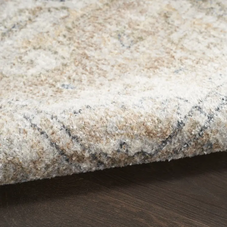 3' X 5' Beige Oriental Power Loom Washable Area Rug