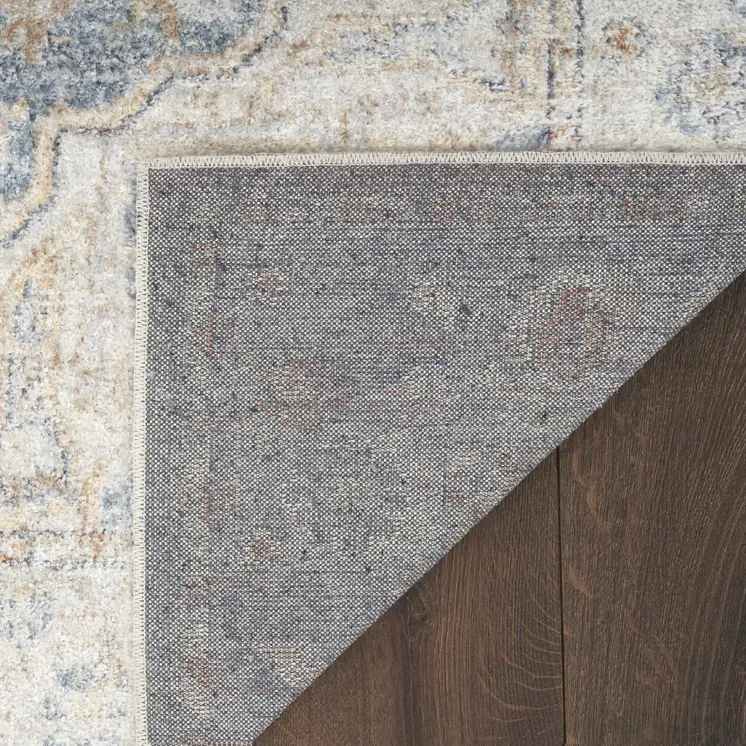 10' Denim Blue Oriental Power Loom Washable Runner Rug