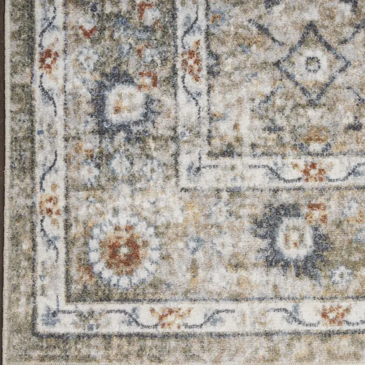 8' X 10' Gray Oriental Power Loom Washable Area Rug