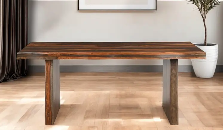 74" Dark Brown Solid Wood Dining Table