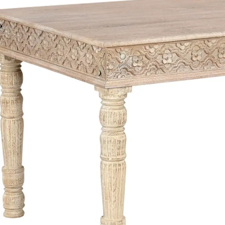 60" White Solid Wood Dining Table