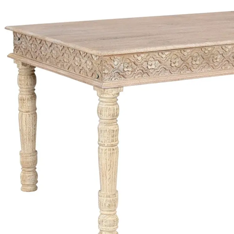 60" White Solid Wood Dining Table