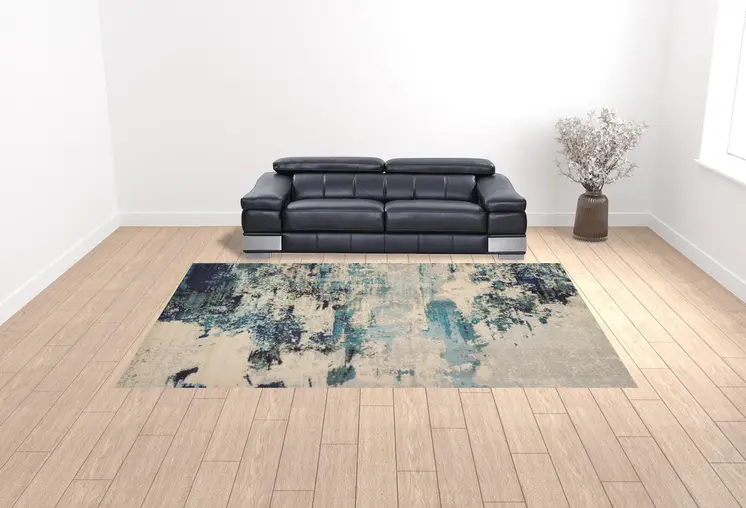 10' X 14' Ivory Abstract Power Loom Area Rug