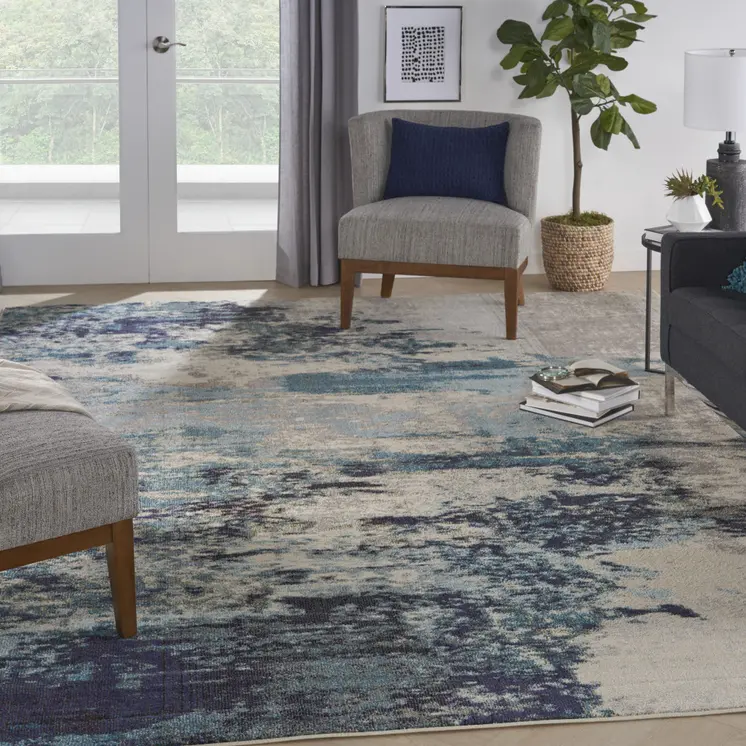 10' X 14' Ivory Abstract Power Loom Area Rug