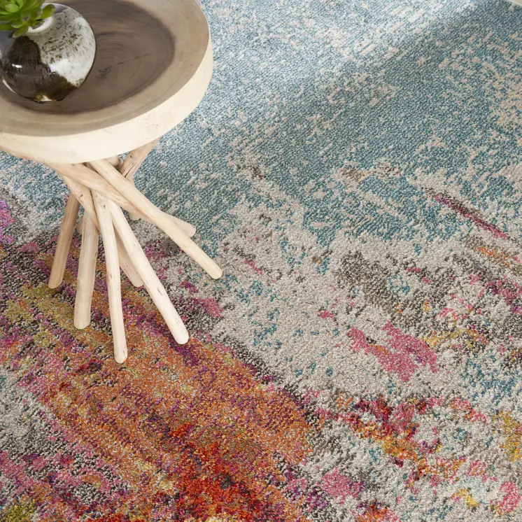 12' X 15' Blue And Gray Abstract Power Loom Area Rug