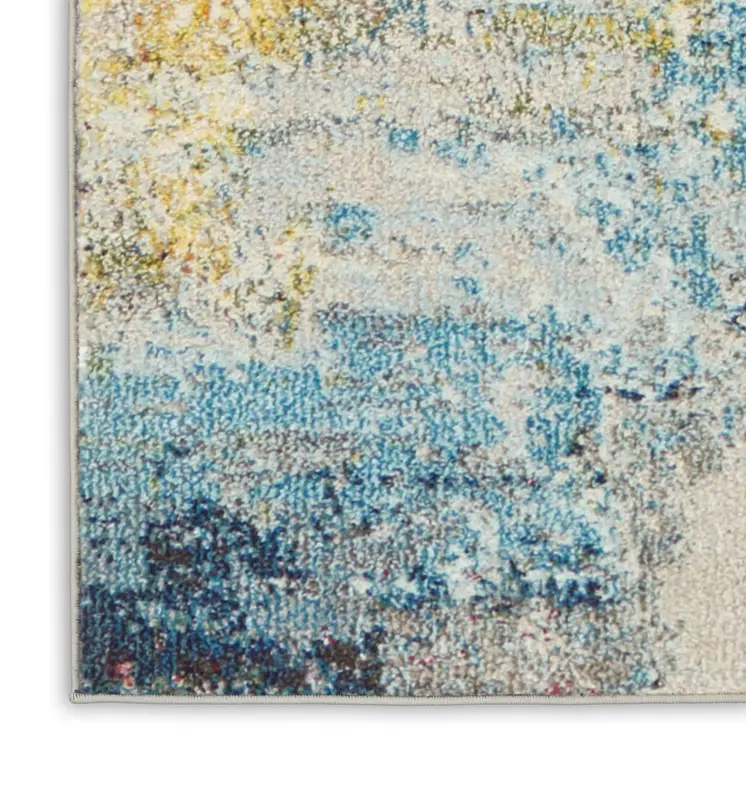 12' Blue And Gray Abstract Runner Rug
