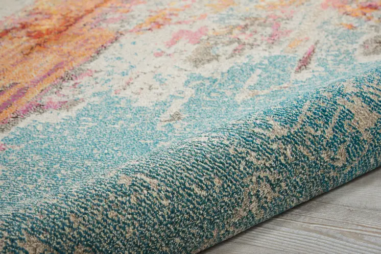 12' Blue And Gray Abstract Runner Rug