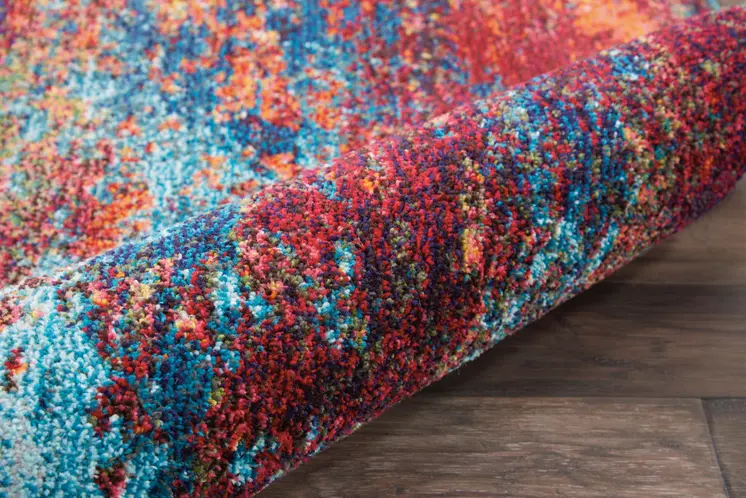 12' Blue And Orange Abstract Runner Rug