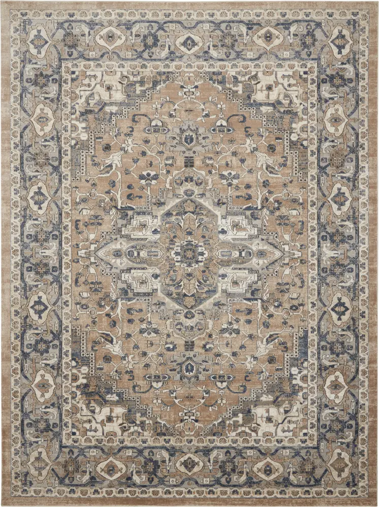 8' X 10' Ivory Floral Power Loom Area Rug