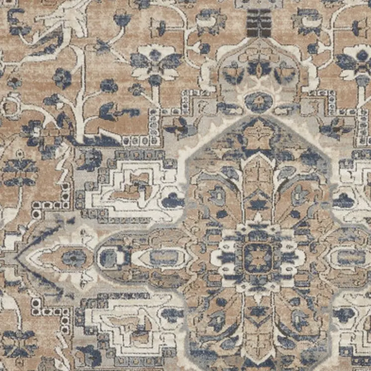 9' X 12' Ivory Floral Power Loom Area Rug