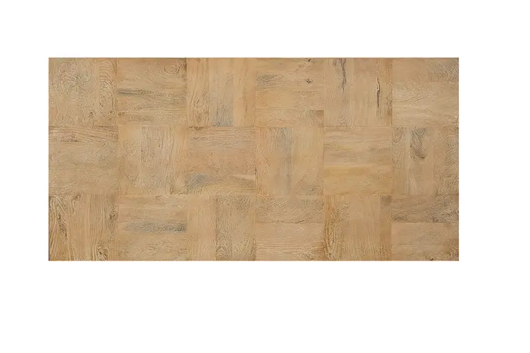 59" Natural and Black Solid Wood Block Coffee Table