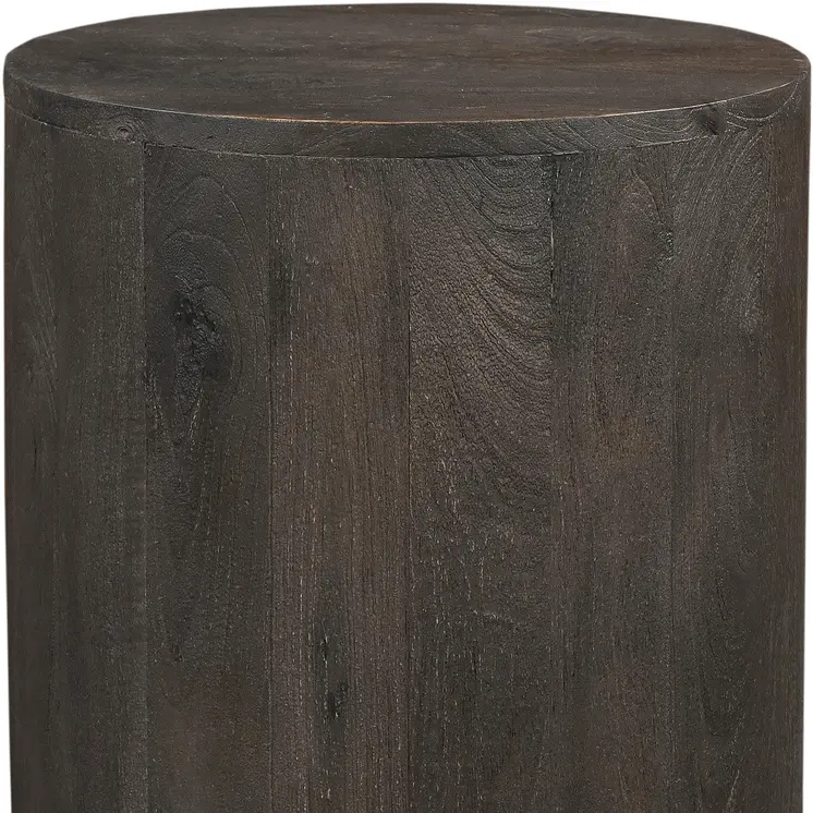 18" Wood Brown Solid Wood Round End Table