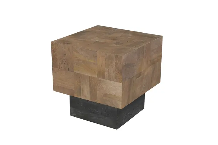 22" Black And Brown Solid Wood Square End Table