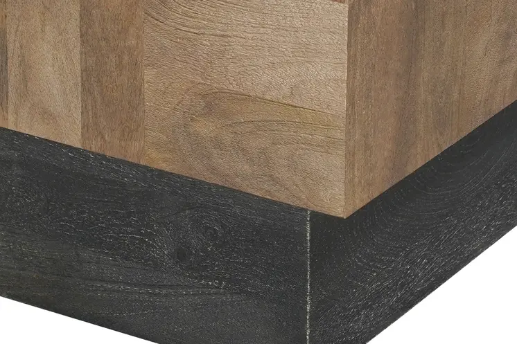 22" Black And Brown Solid Wood Square End Table