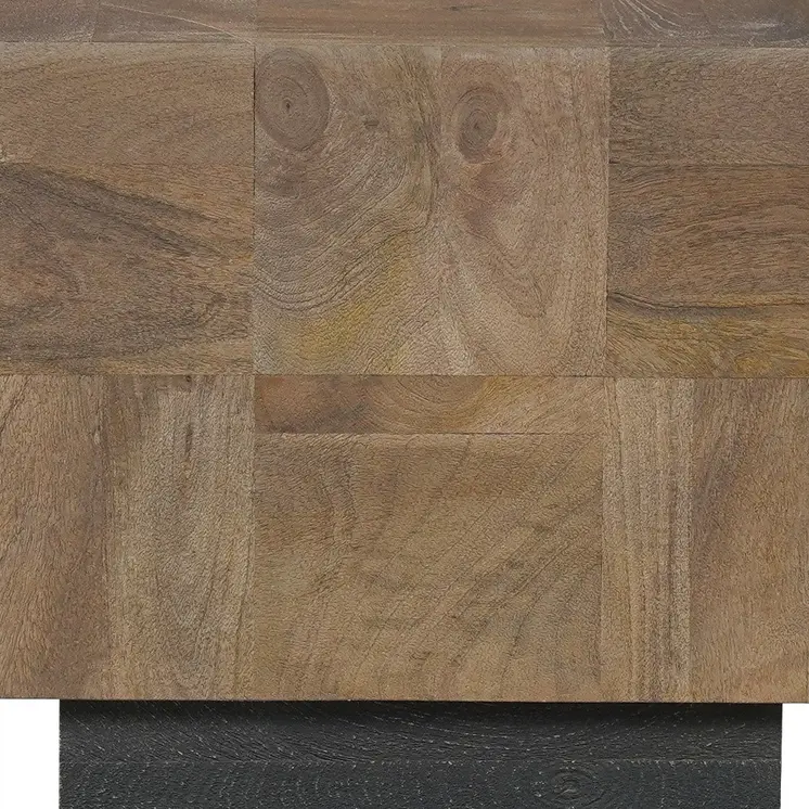 22" Black And Brown Solid Wood Square End Table