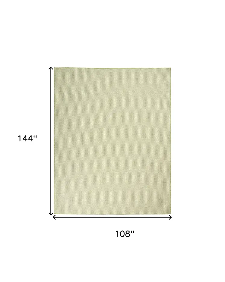 9' X 12' Green And Ivory Indoor Outdoor Area Rug