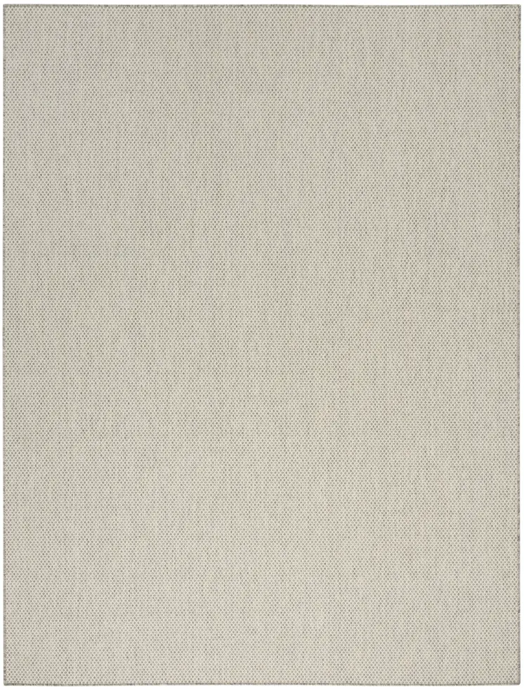 10' X 14' Ivory And Silver Indoor Outdoor Area Rug