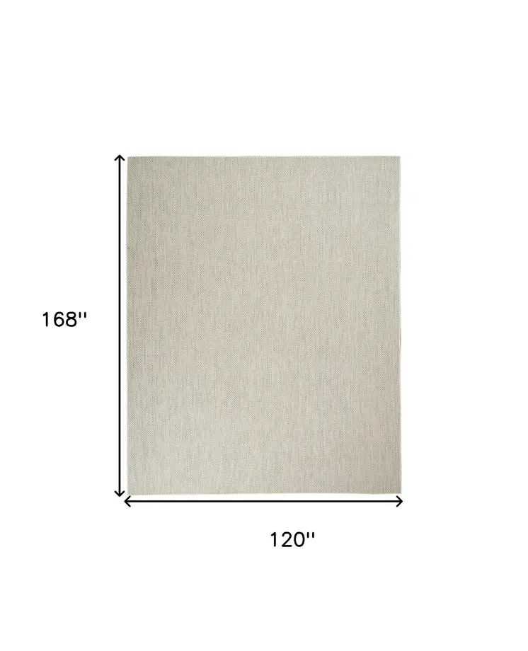 10' X 14' Ivory And Silver Indoor Outdoor Area Rug