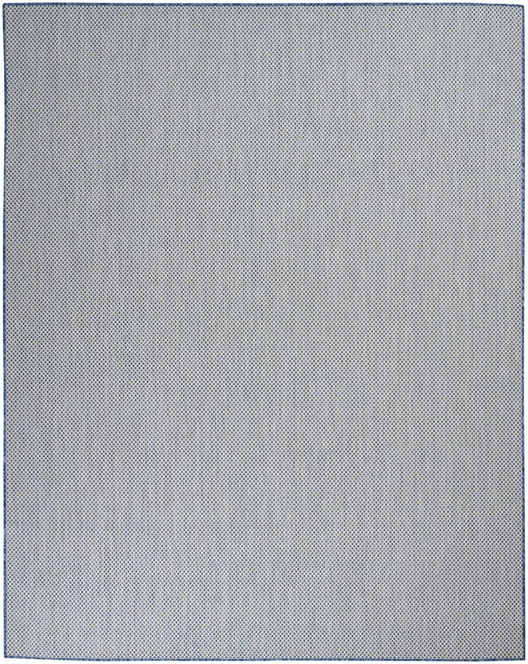 9' X 12' Blue And Ivory Indoor Outdoor Area Rug