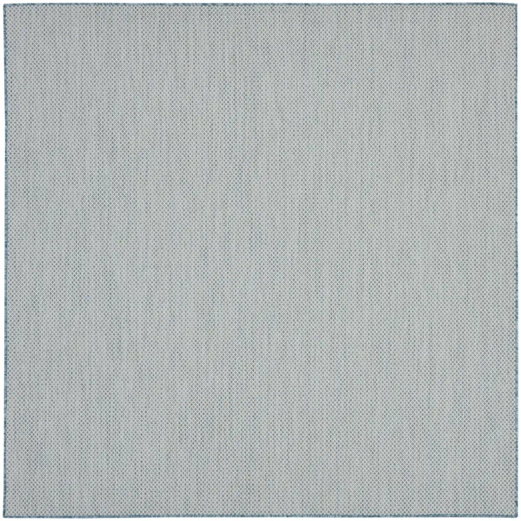 6' Blue Square Geometric Power Loom Area Rug