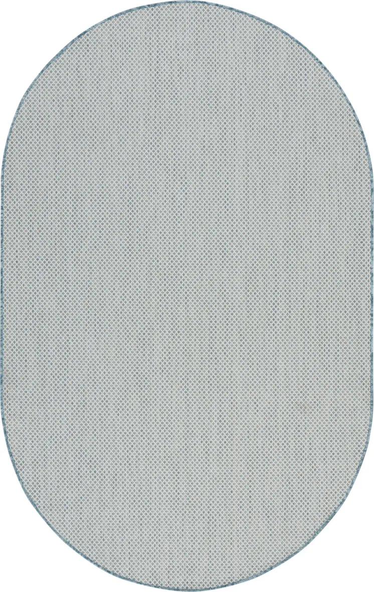 5' X 8' Blue Geometric Power Loom Area Rug