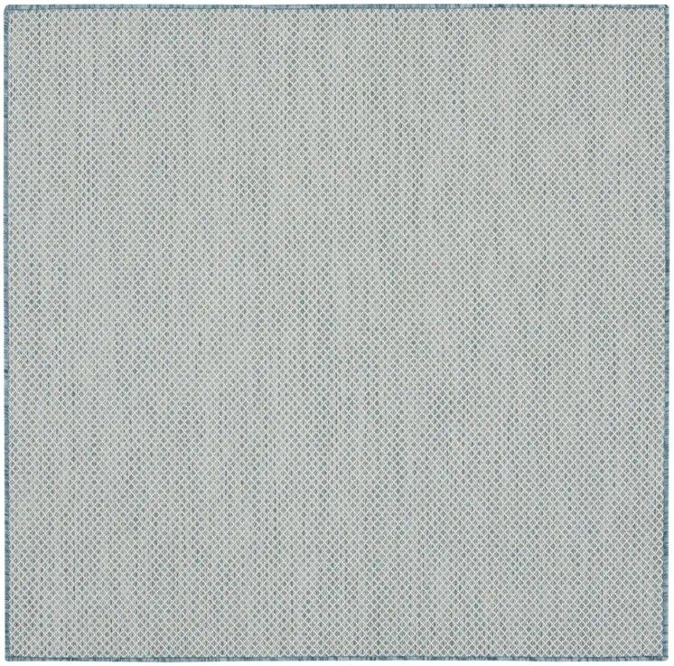 4' Blue Square Geometric Power Loom Area Rug