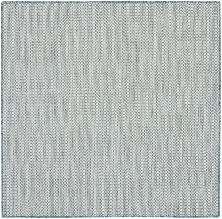 4' Blue Square Geometric Power Loom Area Rug