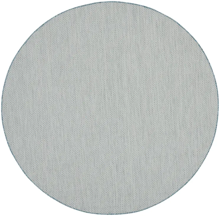 8' Blue Round Geometric Power Loom Area Rug