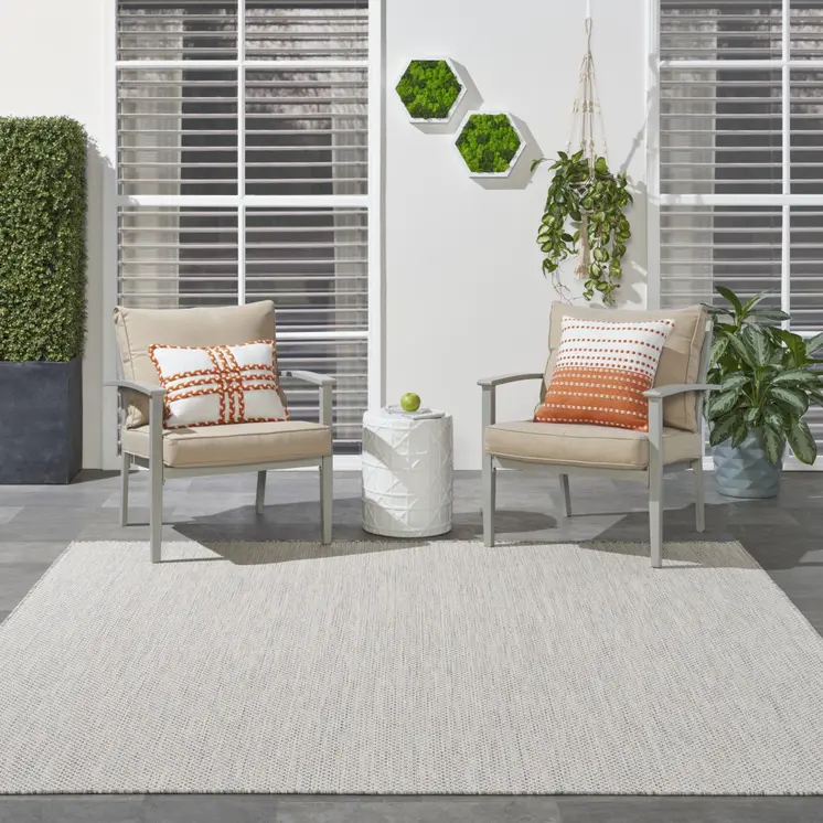 8' Silver Square Geometric Power Loom Area Rug