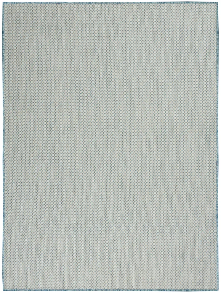4' X 6' Aqua Geometric Power Loom Area Rug