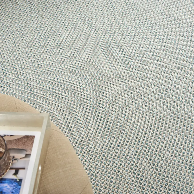6' X 9' Aqua Geometric Power Loom Area Rug