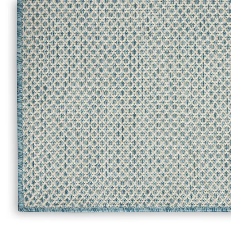 6' X 9' Aqua Geometric Power Loom Area Rug