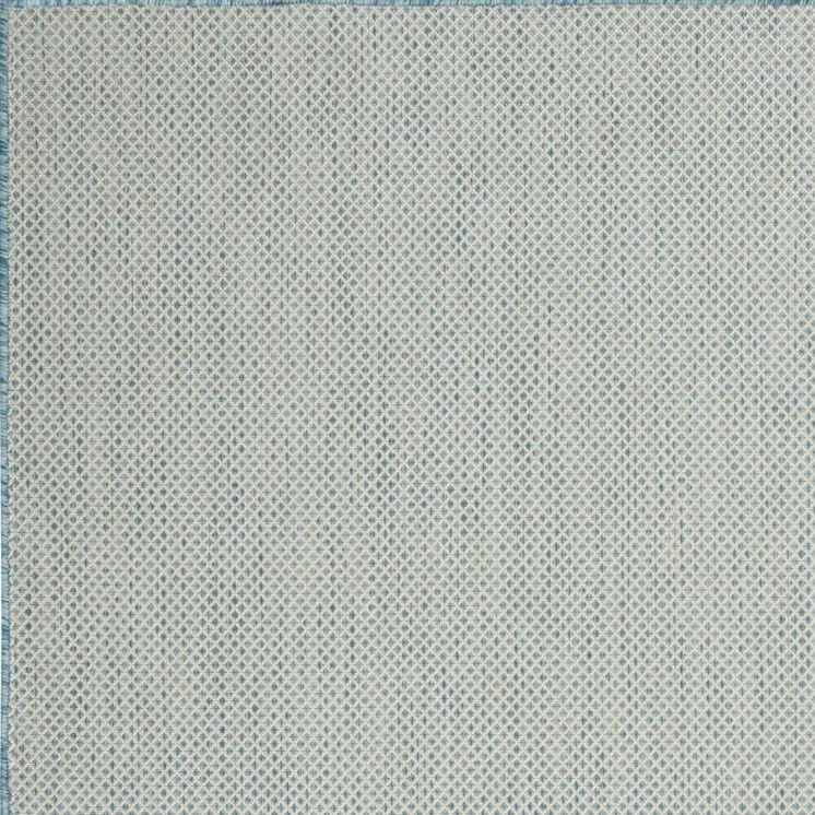 6' X 9' Aqua Geometric Power Loom Area Rug