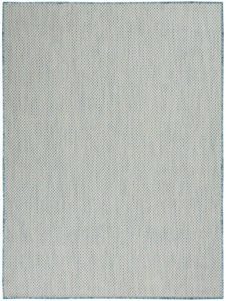 6' X 9' Aqua Geometric Power Loom Area Rug