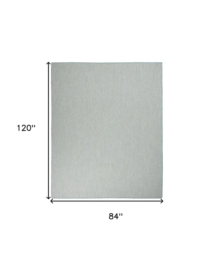 7' X 10' Aqua And Ivory Indoor Outdoor Area Rug