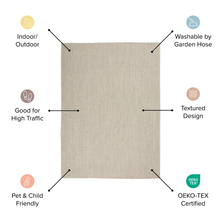 7' X 10' Green And Ivory Indoor Outdoor Area Rug