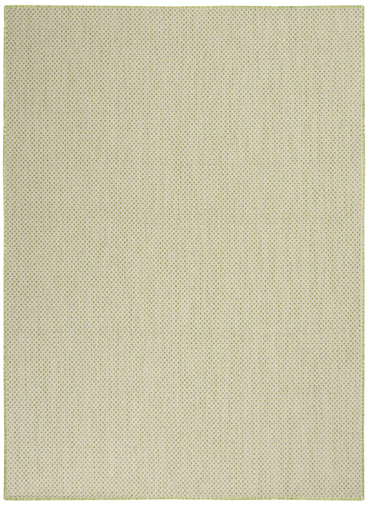 5' X 7' Green and Ivory Indoor Outdoor Area Rug