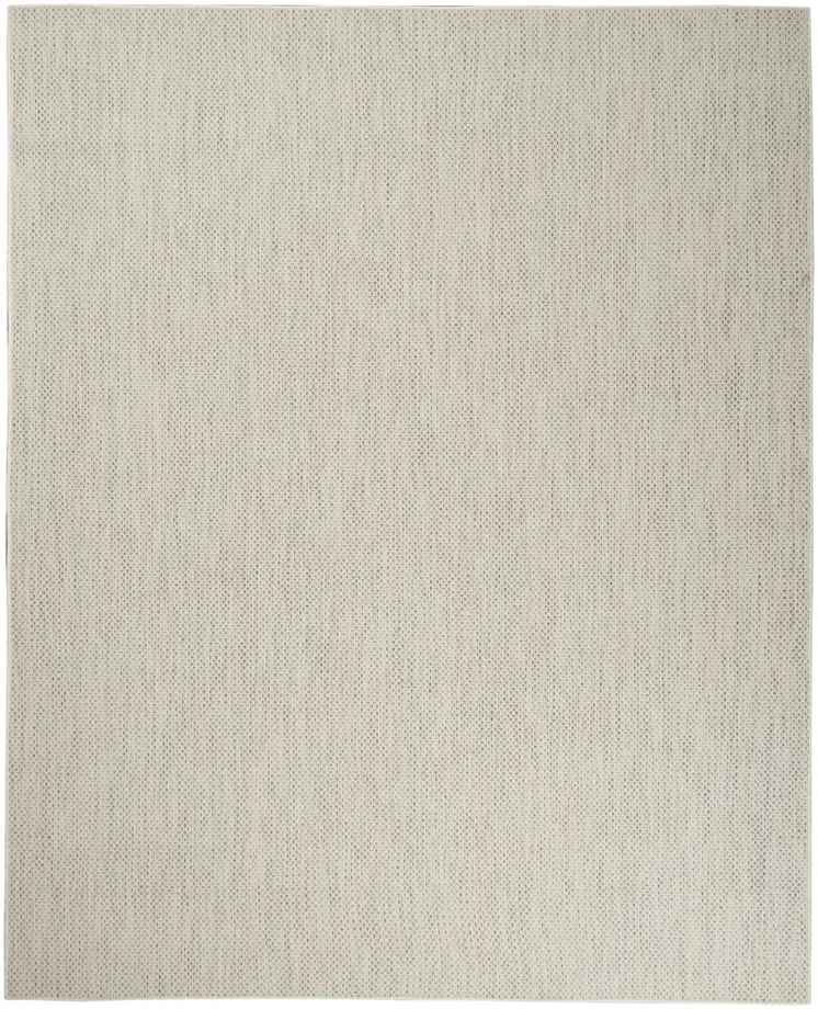 8' X 10' Ivory And Silver Indoor Outdoor Area Rug