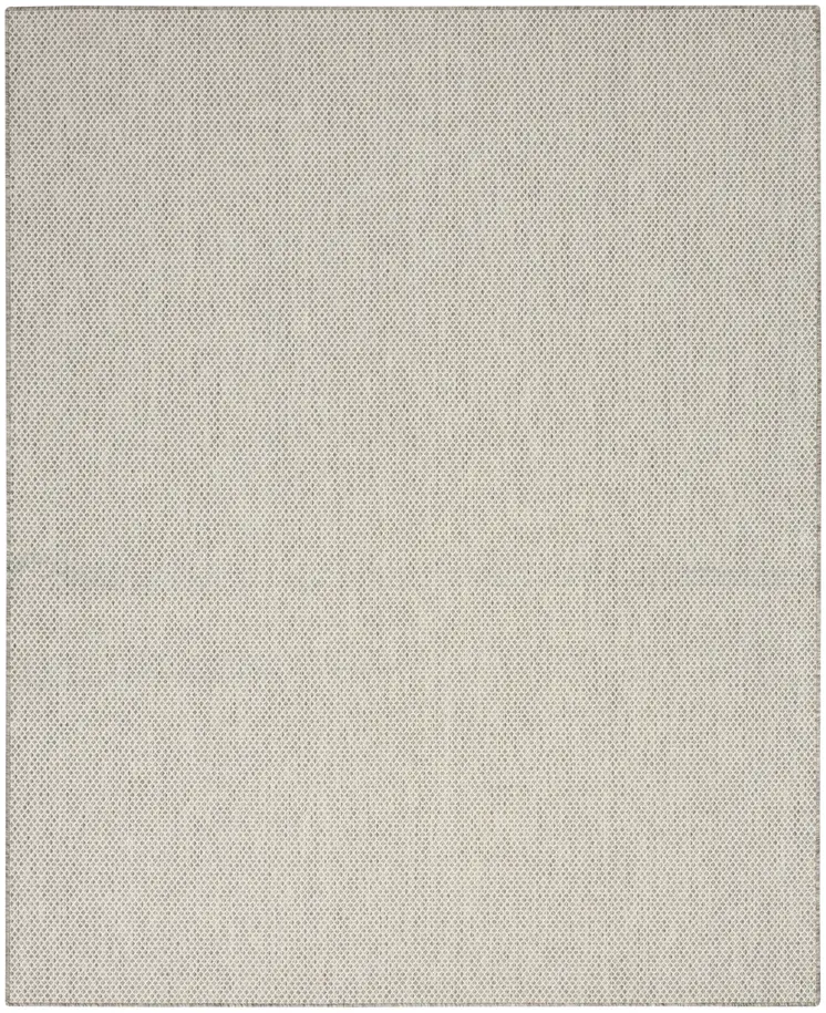 7' X 10' Ivory And Silver Indoor Outdoor Area Rug