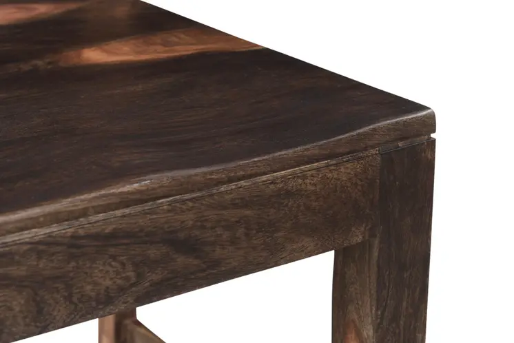 Set of Two Dark Brown Solid Wood Ladder Back Dining Side Chairs