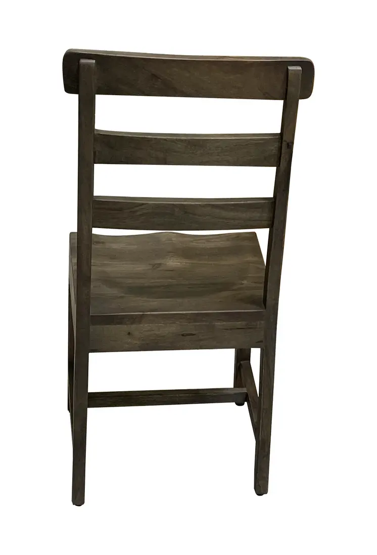 Set of Two Dark Brown Wood Ladder Back Dining Side Chairs