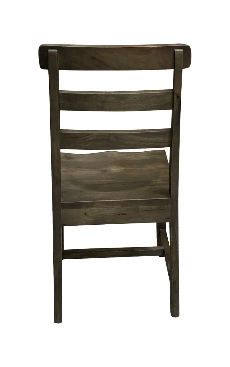 Set of Two Dark Brown Wood Ladder Back Dining Side Chairs