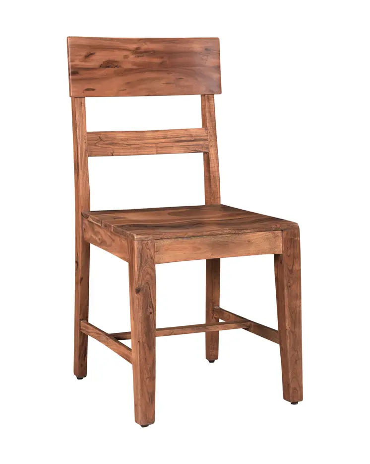Set of Two Brown Wood Ladder Back Dining Side Chairs