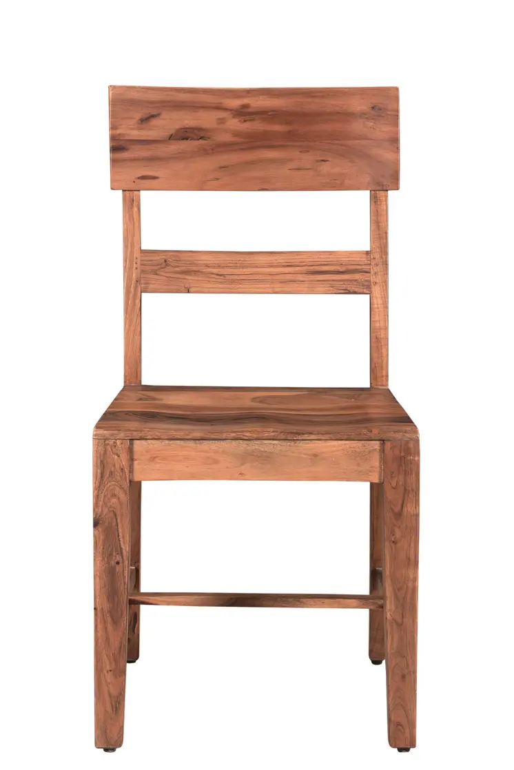 Set of Two Brown Wood Ladder Back Dining Side Chairs