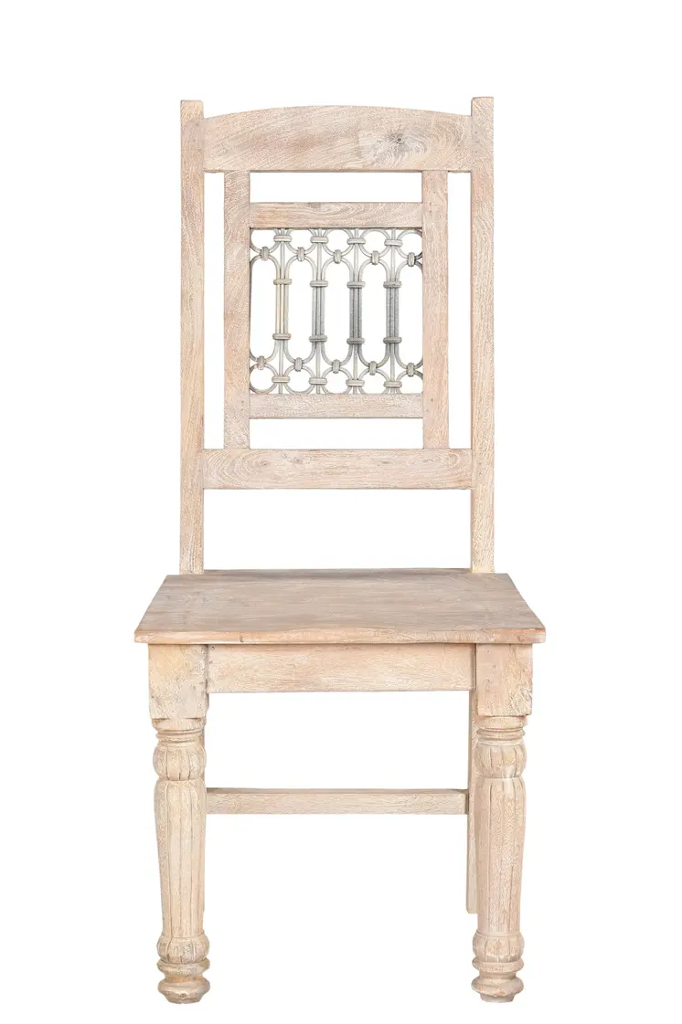 Set of Two White Wood Slat Back Dining Side Chairs